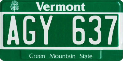 VT license plate AGY637