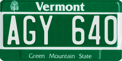 VT license plate AGY640