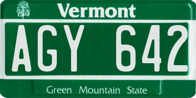 VT license plate AGY642