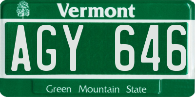 VT license plate AGY646