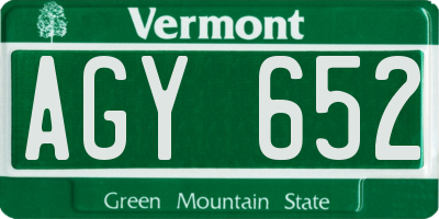 VT license plate AGY652
