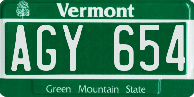 VT license plate AGY654