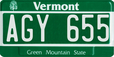VT license plate AGY655