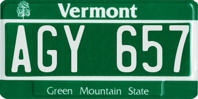 VT license plate AGY657
