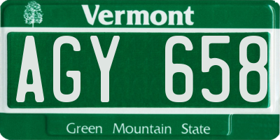 VT license plate AGY658