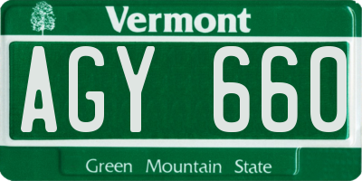 VT license plate AGY660