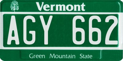 VT license plate AGY662