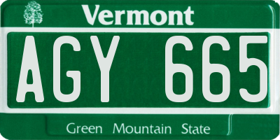 VT license plate AGY665