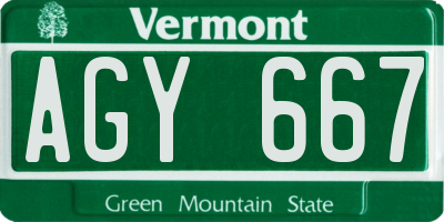 VT license plate AGY667