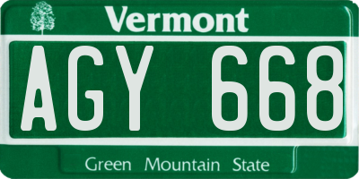 VT license plate AGY668