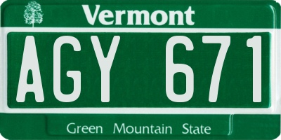 VT license plate AGY671