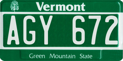 VT license plate AGY672
