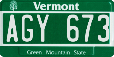 VT license plate AGY673