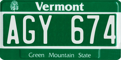 VT license plate AGY674