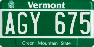 VT license plate AGY675
