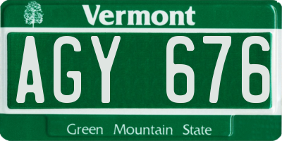 VT license plate AGY676