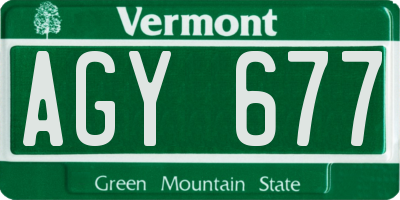 VT license plate AGY677