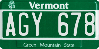 VT license plate AGY678
