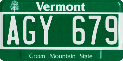 VT license plate AGY679