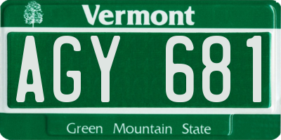 VT license plate AGY681
