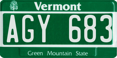 VT license plate AGY683