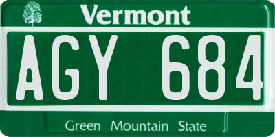 VT license plate AGY684