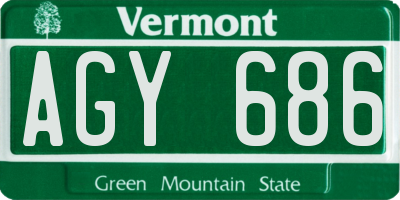 VT license plate AGY686