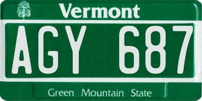 VT license plate AGY687