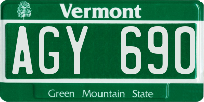 VT license plate AGY690