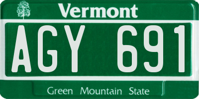 VT license plate AGY691