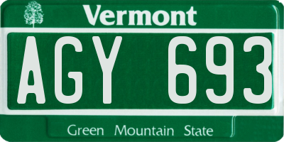 VT license plate AGY693
