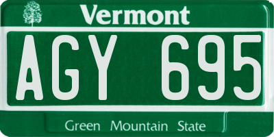 VT license plate AGY695