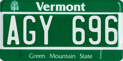 VT license plate AGY696