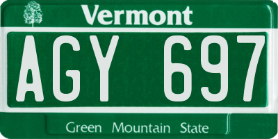 VT license plate AGY697