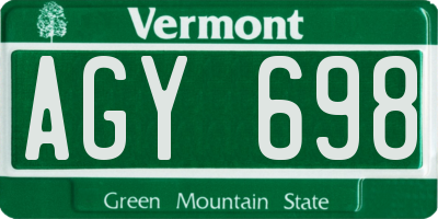 VT license plate AGY698