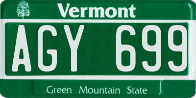 VT license plate AGY699