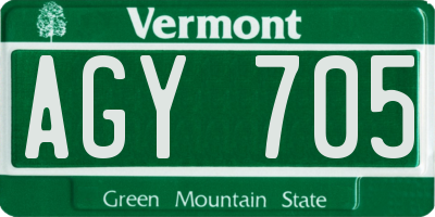 VT license plate AGY705