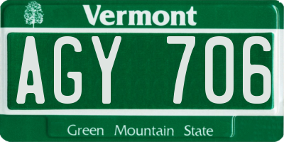 VT license plate AGY706