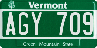 VT license plate AGY709