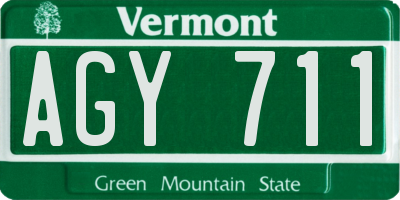 VT license plate AGY711