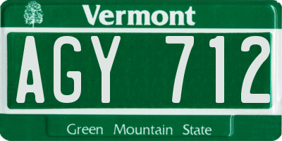 VT license plate AGY712