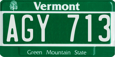 VT license plate AGY713