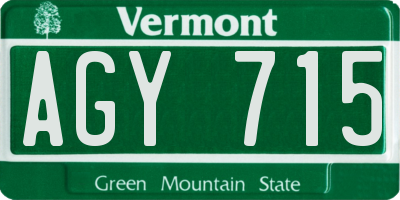 VT license plate AGY715