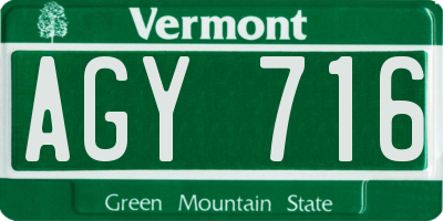 VT license plate AGY716