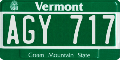 VT license plate AGY717