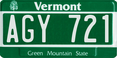 VT license plate AGY721