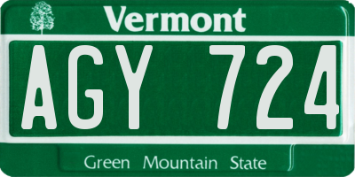VT license plate AGY724