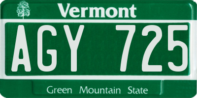 VT license plate AGY725