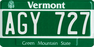 VT license plate AGY727