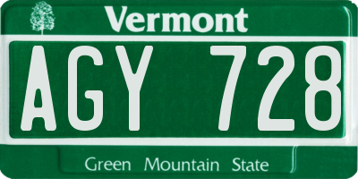 VT license plate AGY728